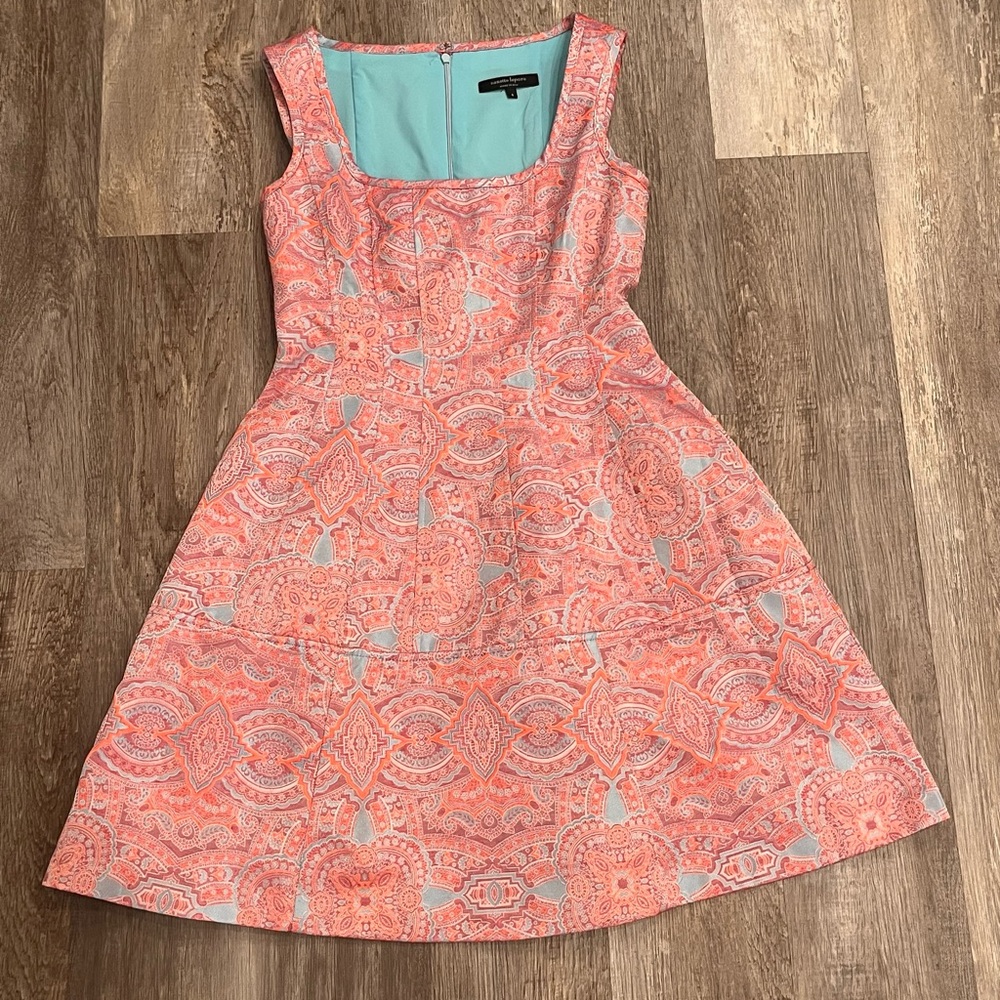Nanette Lepore Cocktail Paisley Pink Dress Size 4 Satin Lined Fit and Flare GUC